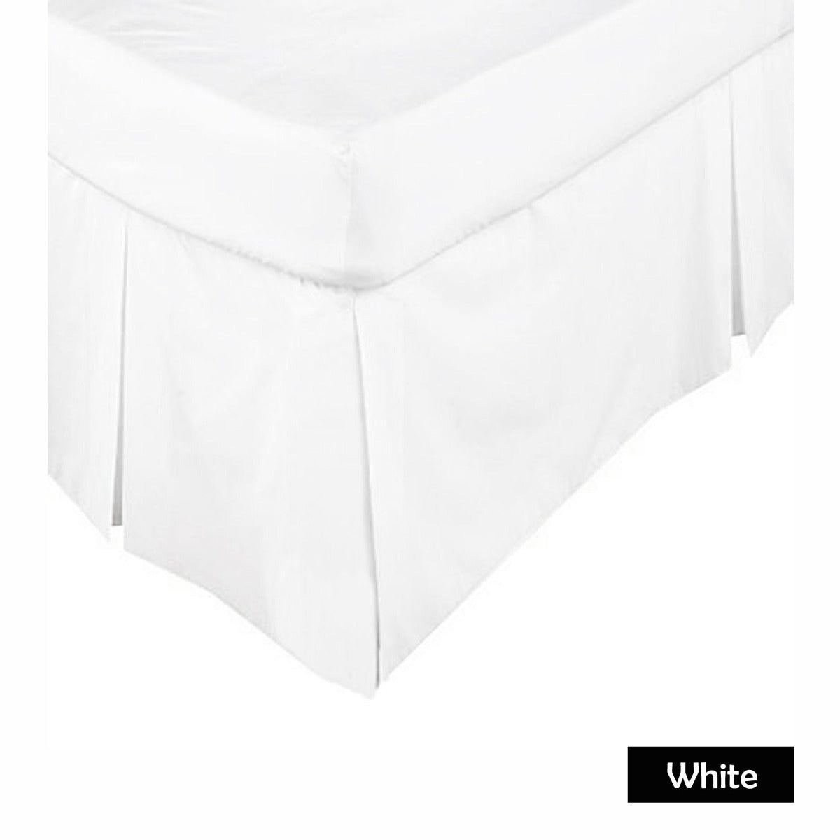 KINGDOM Box Pleated Valance White - KING SINGLE V442-KIT-VALANCE-225TC-WHITE-KS