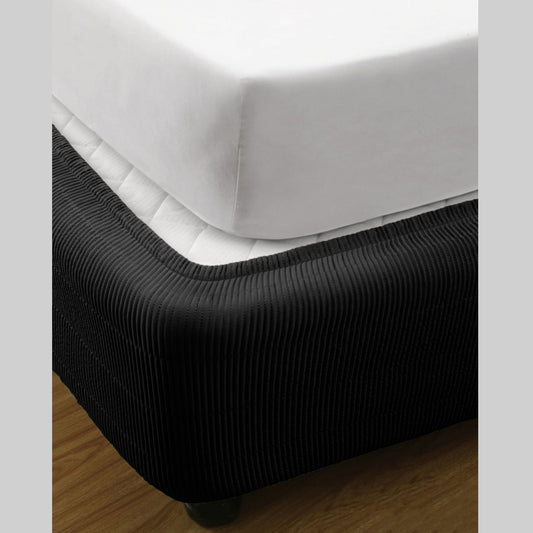 Ramesses Vertical Quilted Valance Black KING SINGLE V442-KIT-VALANCE-QUILTED-BLACK-KS