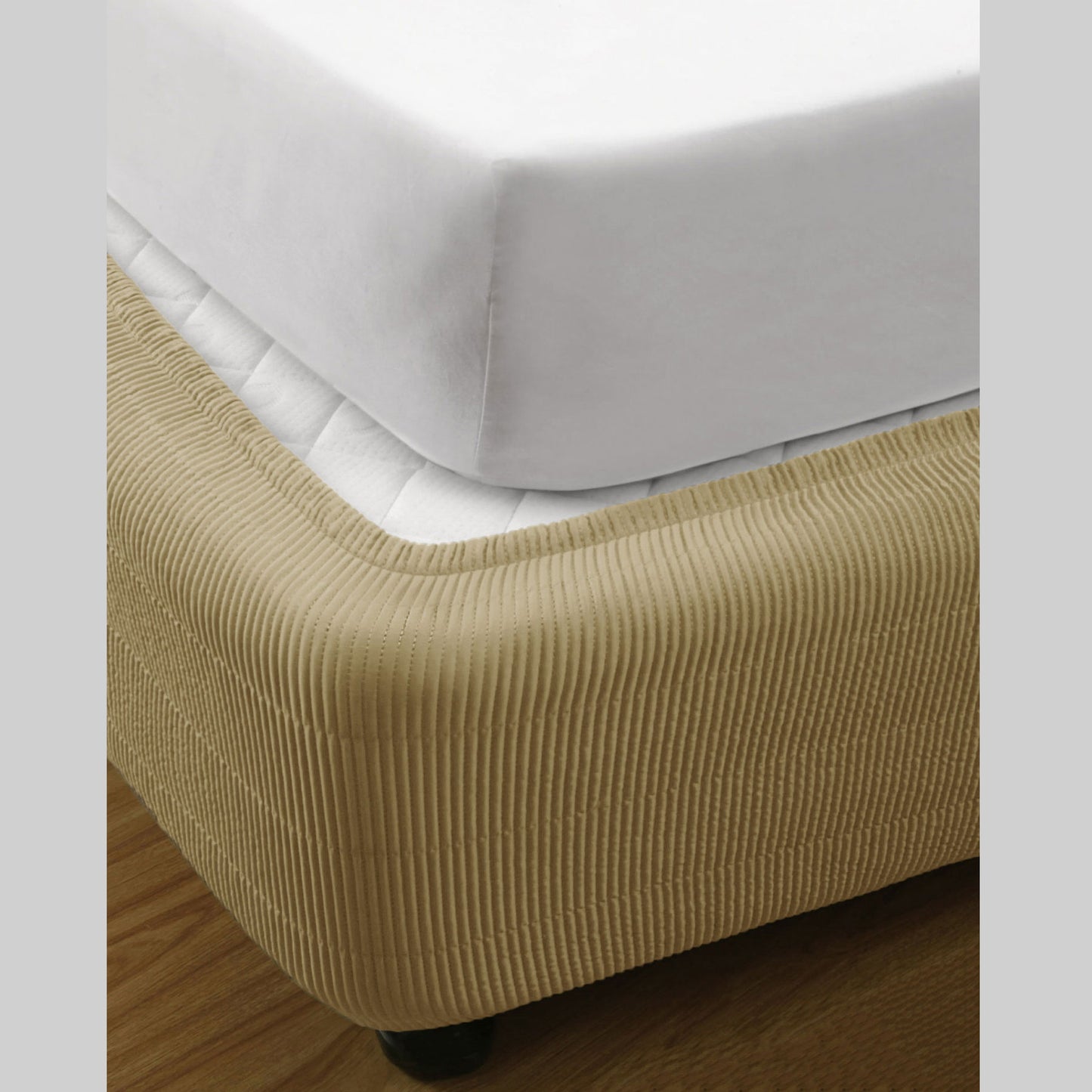 Ramesses Vertical Quilted Valance Linen DOUBLE V442-KIT-VALANCE-QUILTED-LINEN-DS