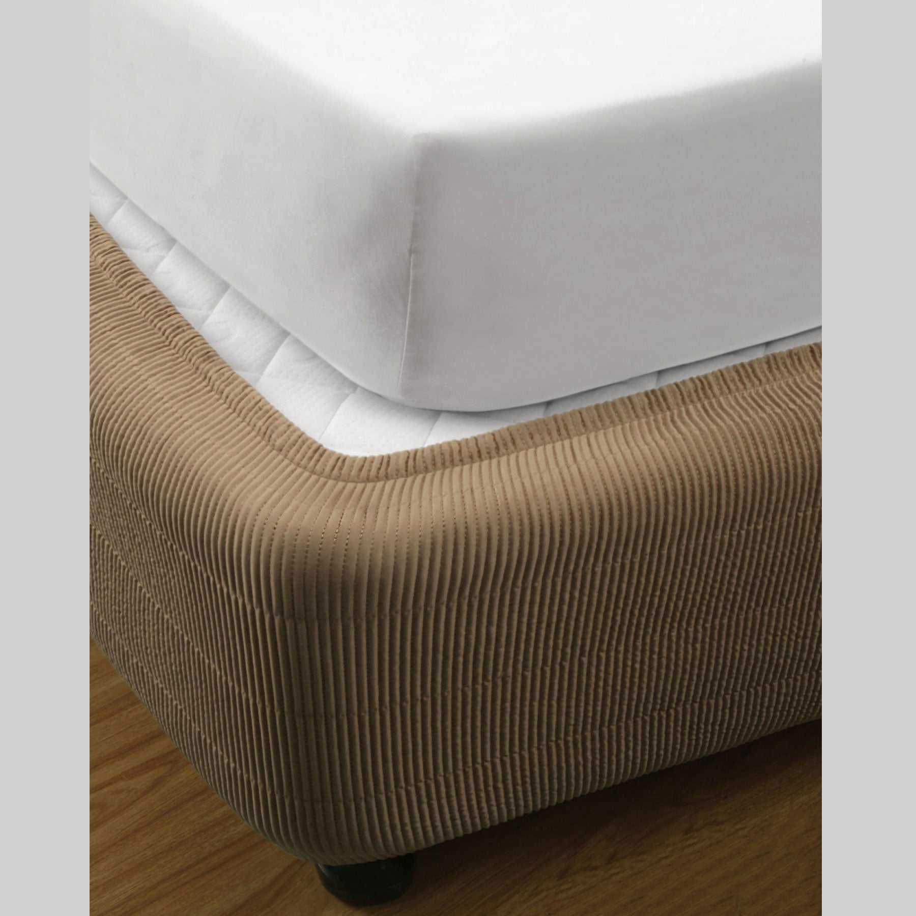 Ramesses Vertical Quilted Valance Mocha DOUBLE V442-KIT-VALANCE-QUILTED-MOCHA-DS