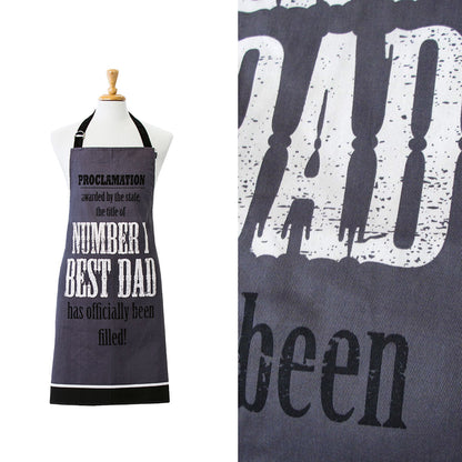Ladelle Number 1 Best Dad Cotton Apron 70 x 89 cm V442-LDE-APRON-BESTDAD-CHARCOAL-SH