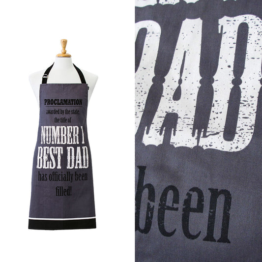 Ladelle Number 1 Best Dad Cotton Apron 70 x 89 cm V442-LDE-APRON-BESTDAD-CHARCOAL-SH