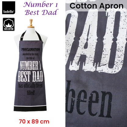Ladelle Number 1 Best Dad Cotton Apron 70 x 89 cm V442-LDE-APRON-BESTDAD-CHARCOAL-SH