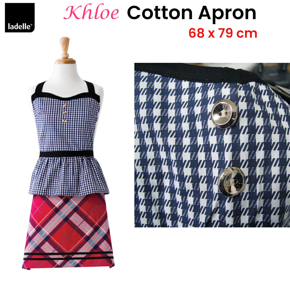 Ladelle Khloe Cotton Apron 68 x 79 cm V442-LDE-APRON-KHLOE-MULTI-SH