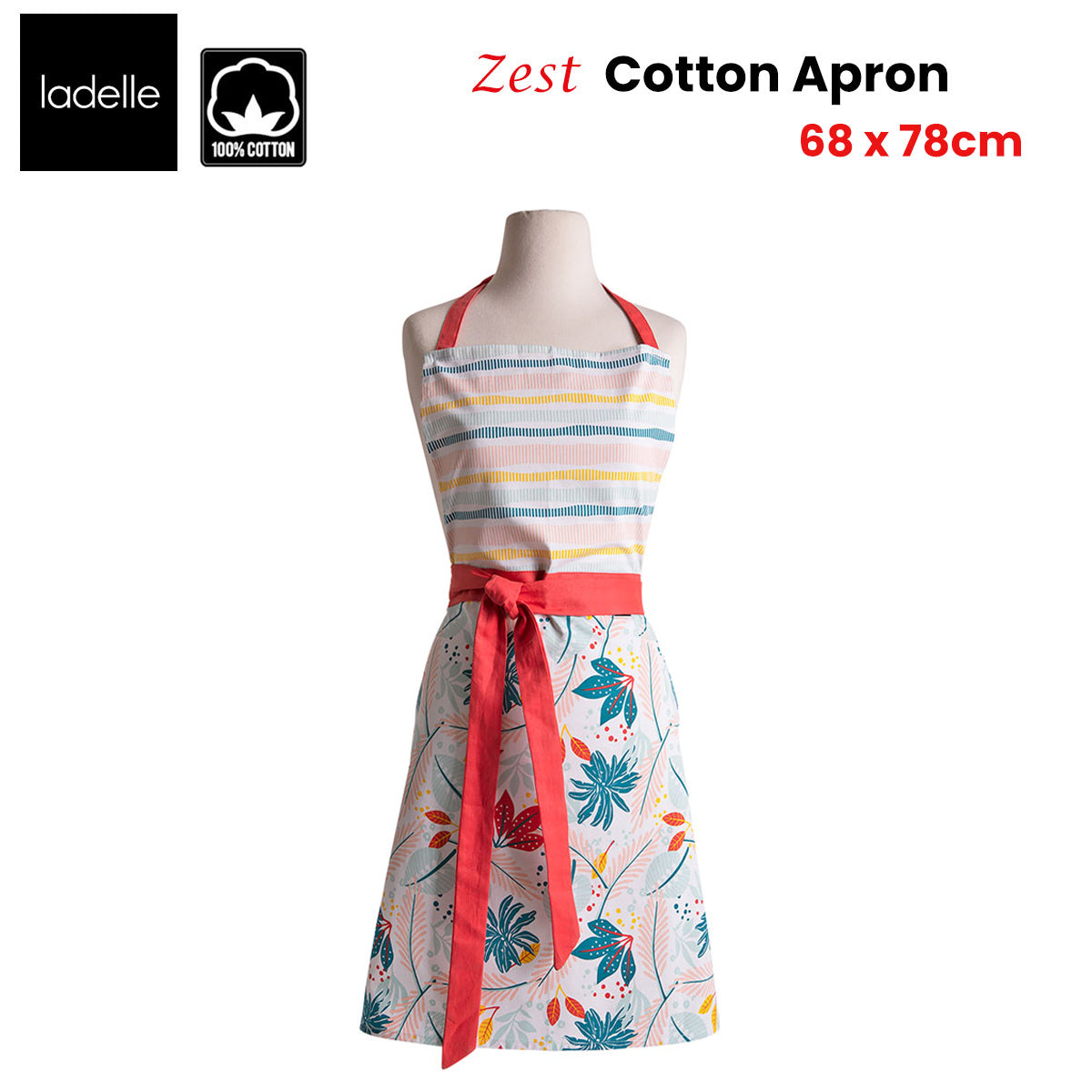 Ladelle Zest Cotton Apron 68 x 78 cm V442-LDE-APRON-ZEST-MULTI-SH