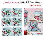 Set of 6 Jardin Peony Coasters 11x9.7x0.4cm V442-LDE-COASTERS-SETOF6JARDINPEONY-MULTI-RE