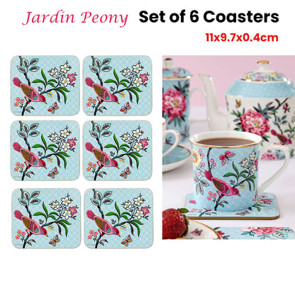 Set of 6 Jardin Peony Coasters 11x9.7x0.4cm V442-LDE-COASTERS-SETOF6JARDINPEONY-MULTI-RE