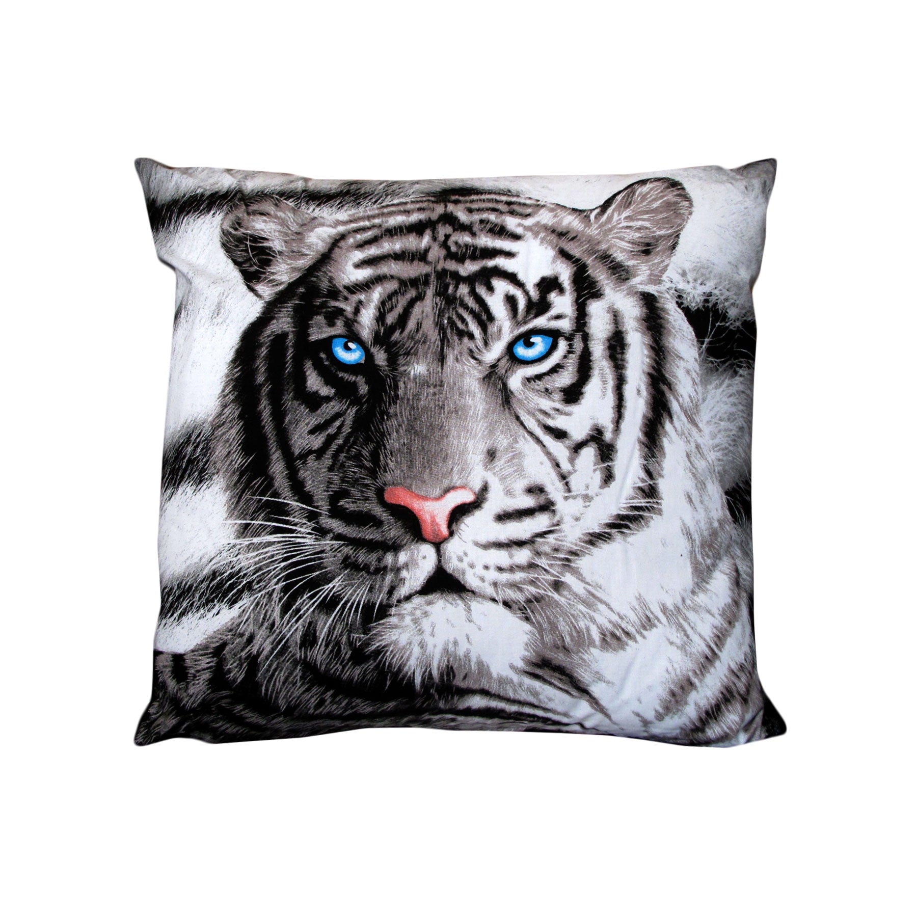 Just Home Blue Eyes Stripes Tiger Square Filled Cushion V442-LDE-CUSHION-BLUEEYESSTRIPES-BLACK-SQ