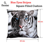 Just Home Blue Eyes Stripes Tiger Square Filled Cushion V442-LDE-CUSHION-BLUEEYESSTRIPES-BLACK-SQ