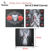 Anne Stokes Set of 3 Only Love Remains Wall Canvas V442-LDE-MISC-ONLYLOVECANVAS-BLACK-SQ