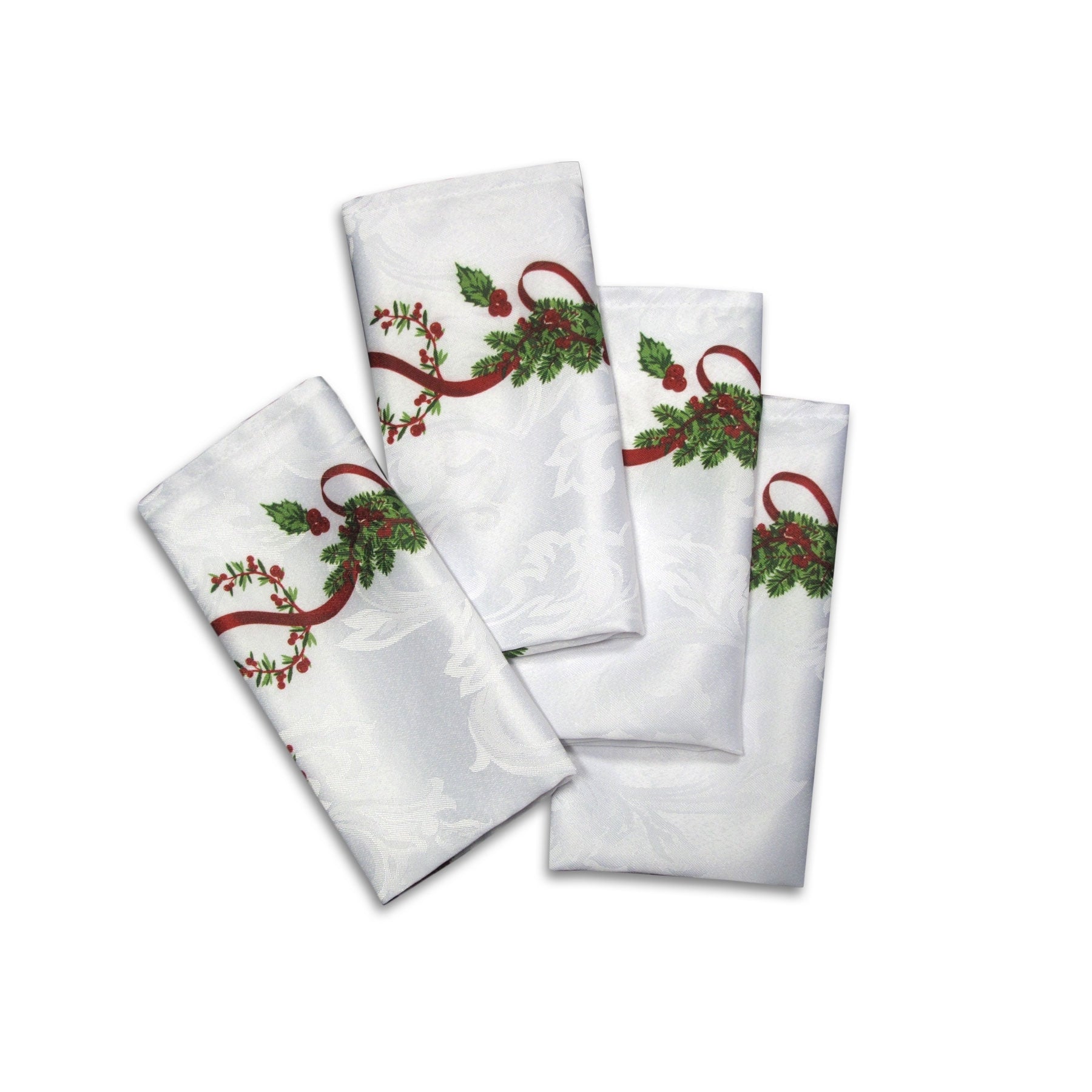 Set of 4 Ornate Christmas Xmas Festival Jacquard Napkins V442-LDE-MISC-ORNATENAPKINS-WHITE-SQ