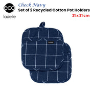 Ladelle Eco Check Navy Set of 2 Pot Holders 21 x 21 cm V442-LDE-OVENM-ECOCHECKSETOF2POTHOLDER-NAVY-RE