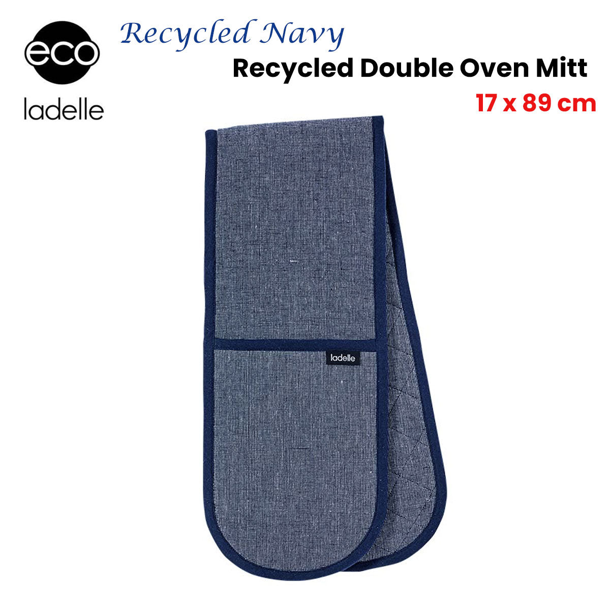 Ladelle Eco Recycled Navy Double Oven Mitt 17 x 89 cm V442-LDE-OVENM-ECORECYCLEDDOUBLE-NAVY-SH