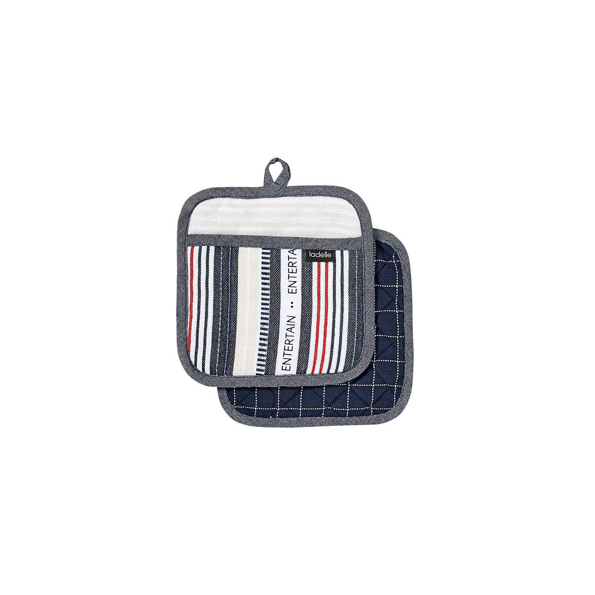Ladelle Entertainer Charcoal Set of 2 Pot Holders 21 x 21 cm V442-LDE-OVENM-ENTERTAINER2POTHOL-CHARCOAL-SQ