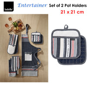 Ladelle Entertainer Charcoal Set of 2 Pot Holders 21 x 21 cm V442-LDE-OVENM-ENTERTAINER2POTHOL-CHARCOAL-SQ