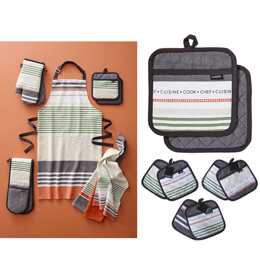 Ladelle Intrinsic Grey Set of 2 Pot Holders 21 x 21 cm V442-LDE-OVENM-INTRINSIC2POTHOLDER-GREY-SQ