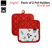 Ladelle Joyful Red Set of 2 Pot Holders 21 x 21 cm V442-LDE-OVENM-JOYFUL2POTHOLDER-RED-SQ