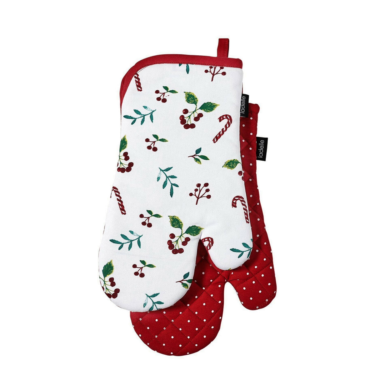 Ladelle Joyful Red Set of 2 Oven Mitts 18 x 33 cm V442-LDE-OVENM-JOYFULSETOF2-RED-SH