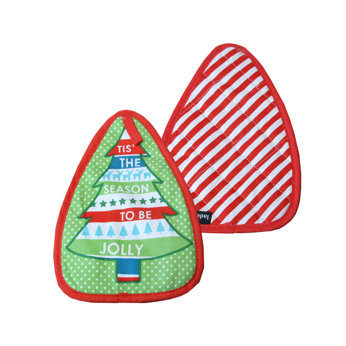 Ladelle Joyful Stripe Red Set of 2 Pot Mitts 17 x 24 cm V442-LDE-OVENM-JOYFULSTRIPE2POTMITTS-RED-SH