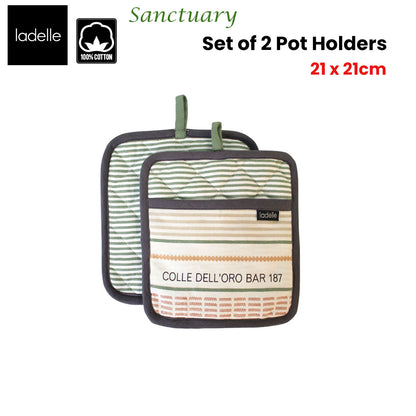 Ladelle Sanctuary Cream Set of 2 Pot Holders 21 x 21 cm V442-LDE-OVENM-SANCTUARY2POTHOLDER-CREAM-SQ