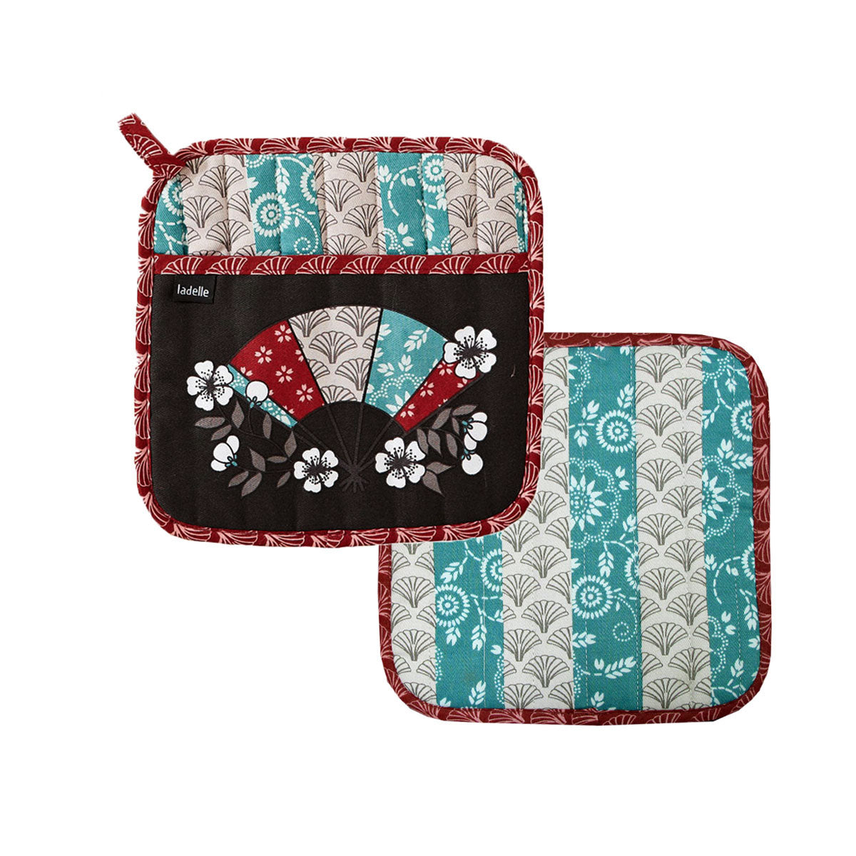 Ladelle Yumi Set of 2 Pot Holders 21 x 21 cm V442-LDE-OVENM-YUMI2POTHOLDER-MULTI-SQ