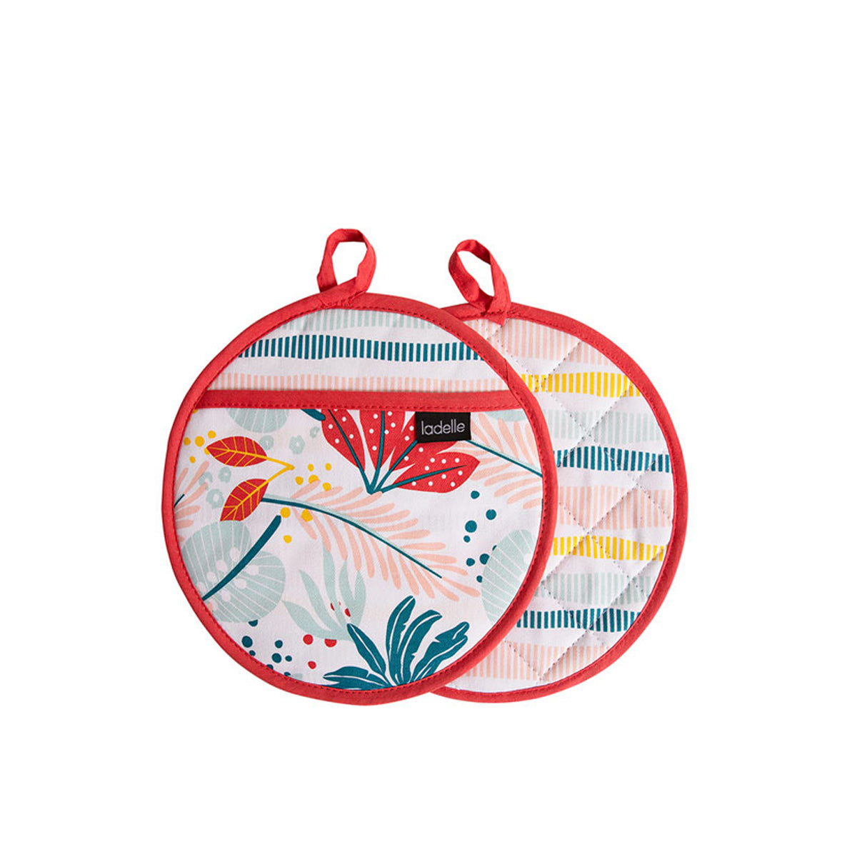 Ladelle Zest Set of 2 Pot Holders 21 x 21 cm V442-LDE-OVENM-ZEST2POTHOLDER-MULTI-RD