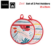 Ladelle Zest Set of 2 Pot Holders 21 x 21 cm V442-LDE-OVENM-ZEST2POTHOLDER-MULTI-RD