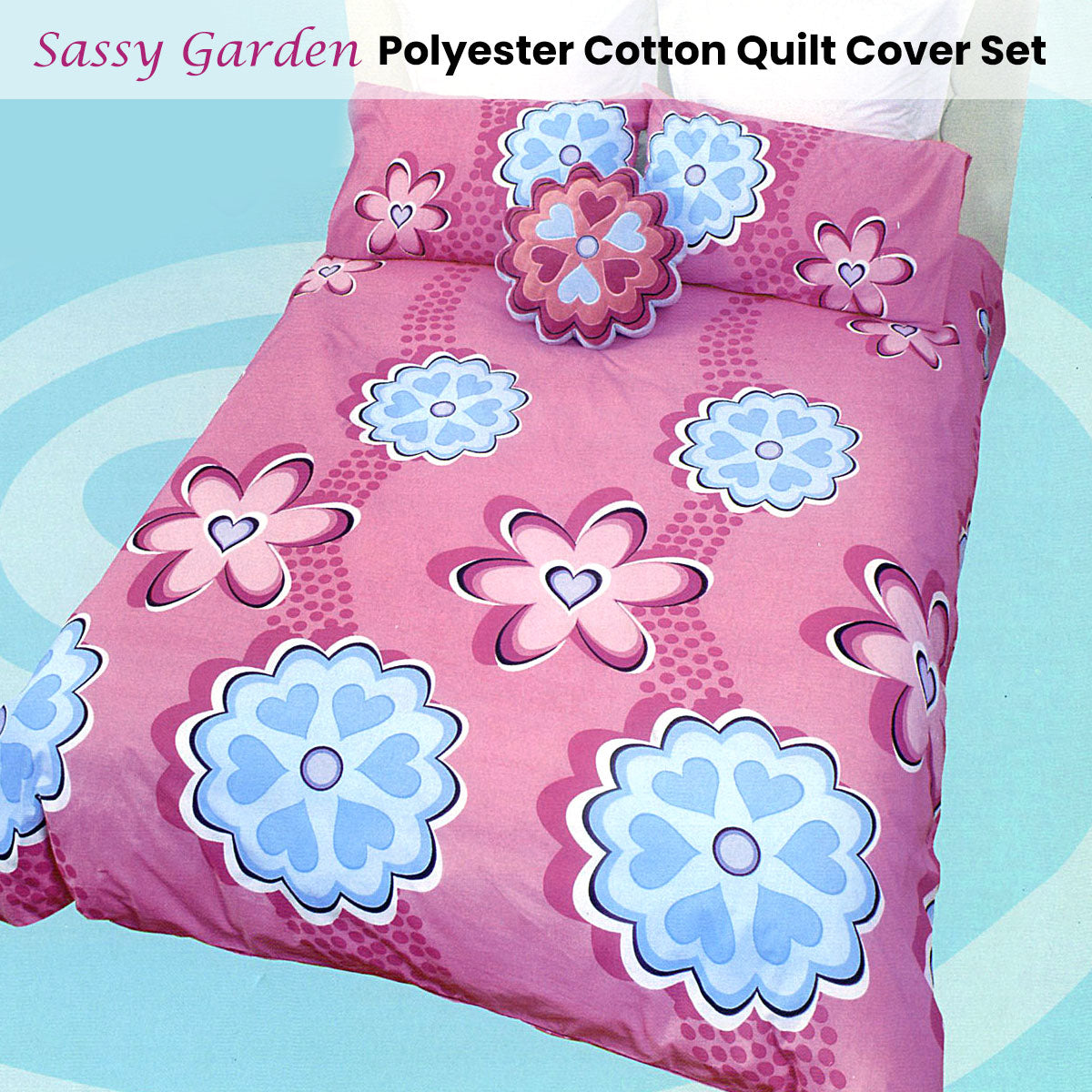 Sassy Garden Pink Quilt Cover Set Double V442-LDE-QUILTCS-SASSYGARDEN-PINK-DS