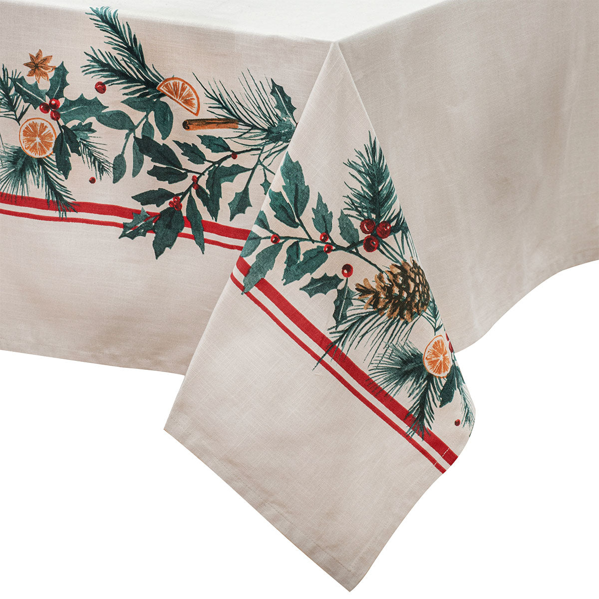 Ladelle 100% Cotton Evergreen Festive Christmas Holiday Tablecloth 150 x 230 cm V442-LDE-TABLEC-EVERGREEN230CM-TAUPE-RE