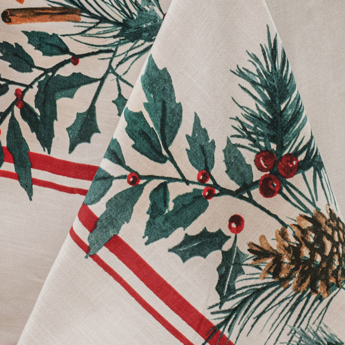 Ladelle 100% Cotton Evergreen Festive Christmas Holiday Tablecloth 150 x 300 cm V442-LDE-TABLEC-EVERGREEN300CM-TAUPE-RE