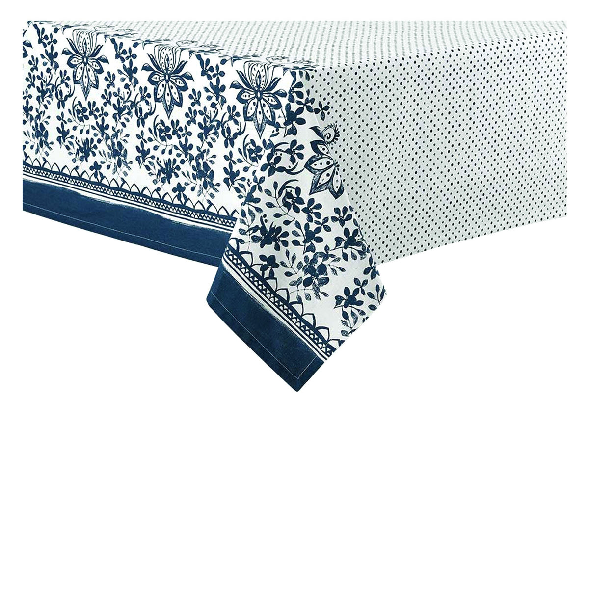 Ladelle Watercolour Floral Tablecloth 8 to 10 Seater Oblong 150 x 265 cm Navy (Close to Indigo Blue) V442-LDE-TABLEC-WATERFLORAL265CM-NAVY-RE