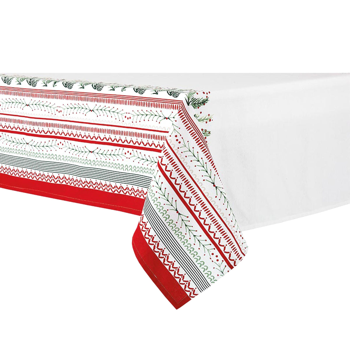 Ladelle Wonderful Christmas Xmas Festival Cotton Tablecloth Oblong 8 Seater 150 x 225 cm V442-LDE-TABLEC-WONDERFUL225CM-WHITE-RE