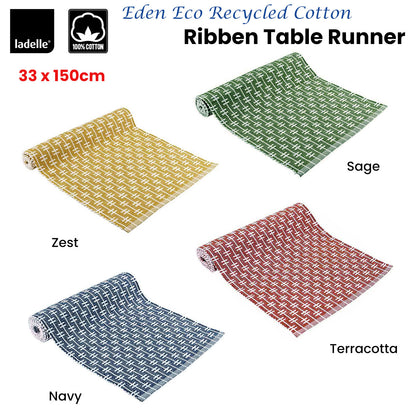 Ladelle Eden Ribbed Eco Recycled Cotton Table Runner 33 x 150 cm Zest V442-LDE-TABLER-ECOEDEN-ZEST-RE