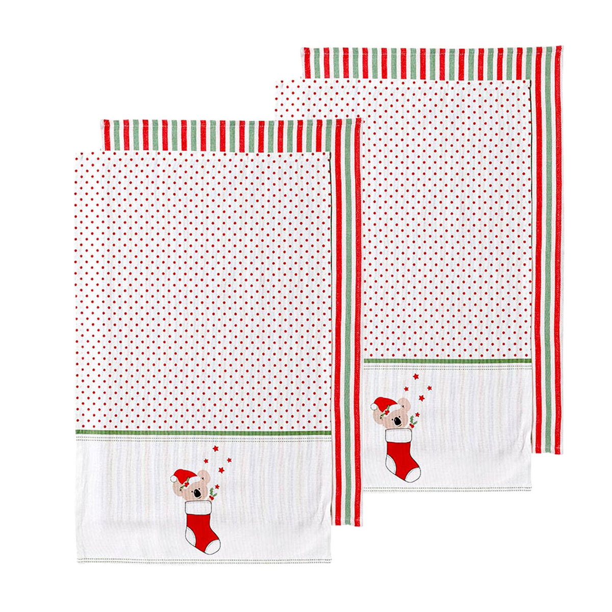 Ladelle Set of 4 Aussie Stocking Kitchen / Cleaning 100% Cotton Tea Towels 45 x 70 cm V442-LDE-TEAT-AUSSIESTOCKING-MULTI-RE
