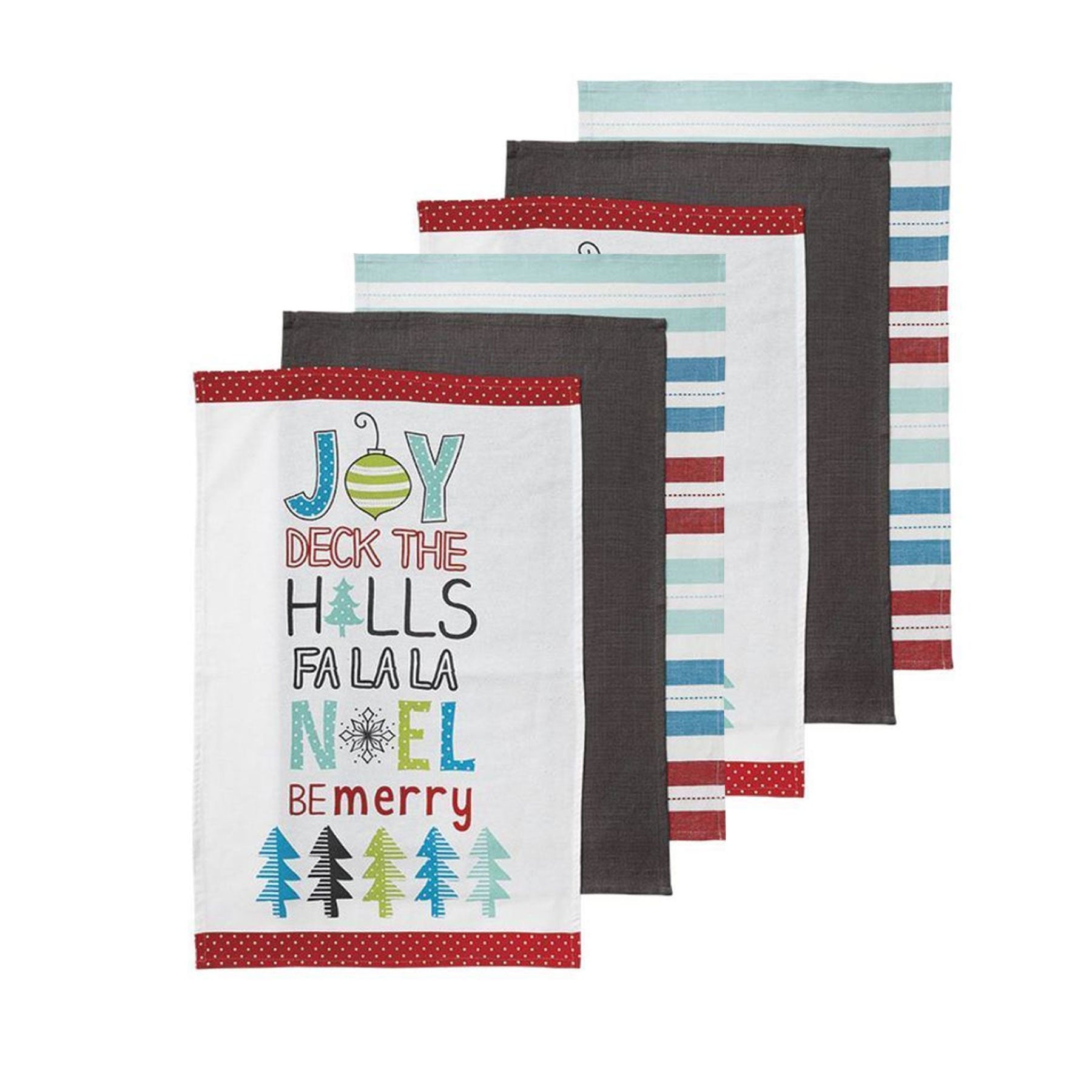 Ladelle Set of 6 Be Merry Kitchen Kitchen / Cleaning 100% Cotton Tea Towels V442-LDE-TEAT-BEMERRY-MULTI-RE