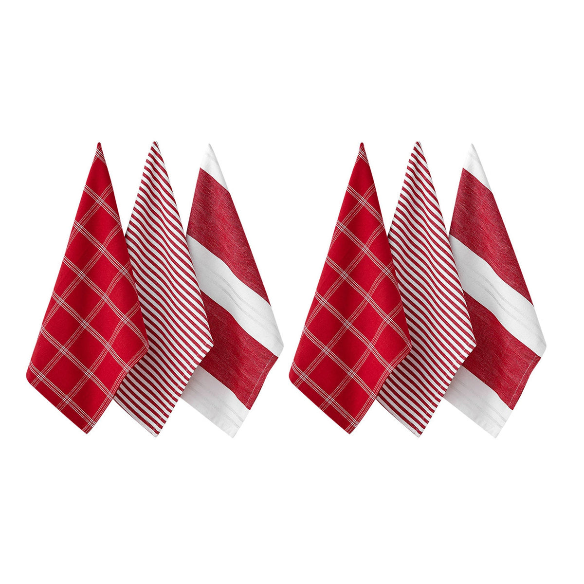 Ladelle Set of 6 Christmas Brick Cotton Tea Towels Design 1 V442-LDE-TEAT-CHRISTMASBRICKDESIGN1-RED-RE