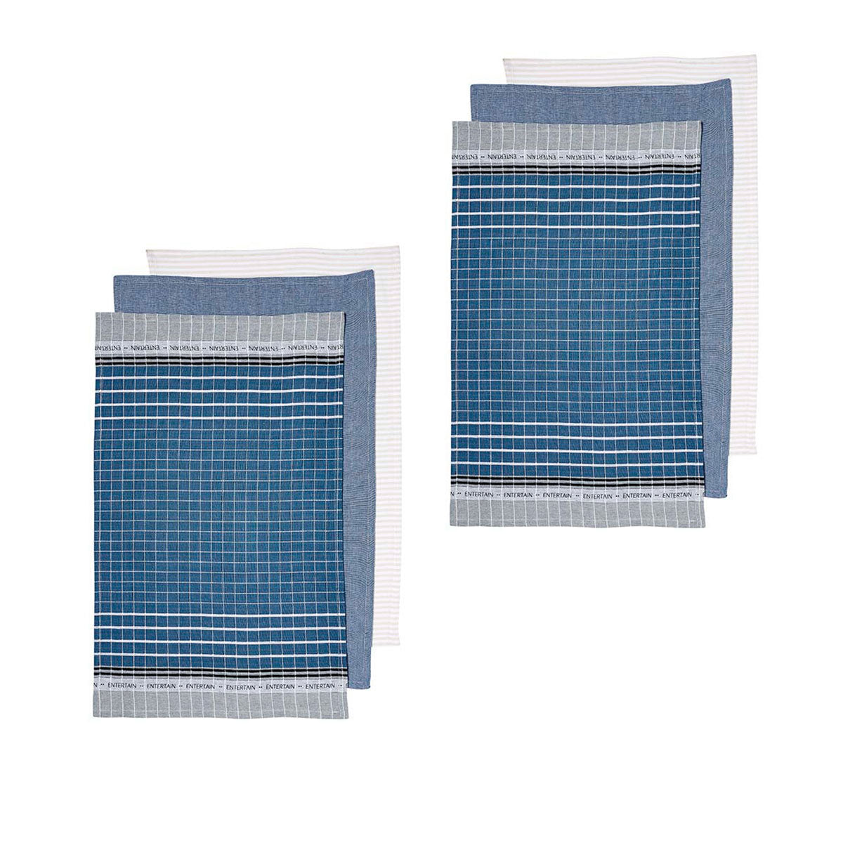 Ladelle Entertainer Set of 6 Cotton Kitchen Towels Blue V442-LDE-TEAT-ENTERTAINERSETOF6-BLUE-RE