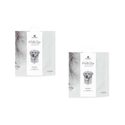 Set of 2 Delightful Dogs Cotton Kitchen Tea Towels 50 x 70 cm Golden Retriever V442-LDE-TEAT-GOLDENRETRIEVERSETOF2-WHITE-RE
