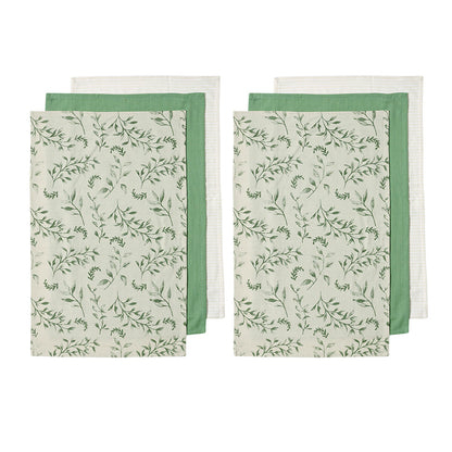 Ladelle Grown Ivy Set of 6 Cotton Kitchen Towels Green V442-LDE-TEAT-GROWNIVYSETOF6-GREEN-RE