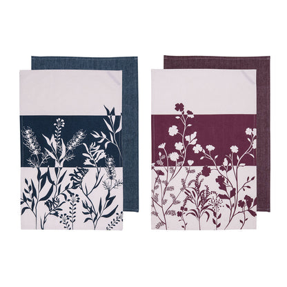 Ladelle Set of 4 Homespun Flower Cotton Kitchen Tea Towels 50 x 70 cm Mix V442-LDE-TEAT-HOMESPUNFLOWERSETOF4-MIX-RE