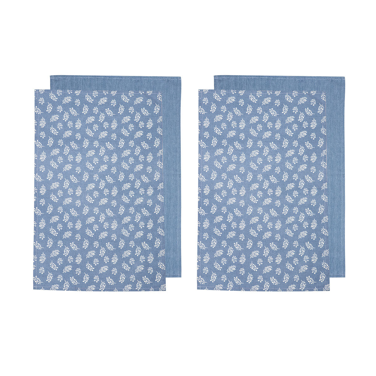 Ladelle Set of 4 Homespun Cotton Kitchen Tea Towels 50 x 70 cm Denim V442-LDE-TEAT-HOMESPUNSETOF4-DENIM-RE