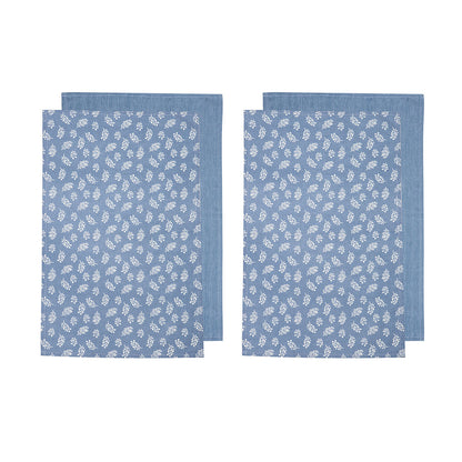 Ladelle Set of 4 Homespun Cotton Kitchen Tea Towels 50 x 70 cm Denim V442-LDE-TEAT-HOMESPUNSETOF4-DENIM-RE