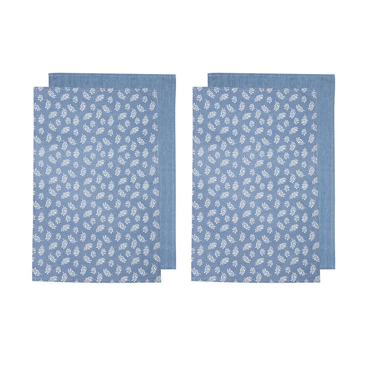 Ladelle Set of 4 Homespun Cotton Kitchen Tea Towels 50 x 70 cm Denim V442-LDE-TEAT-HOMESPUNSETOF4-DENIM-RE