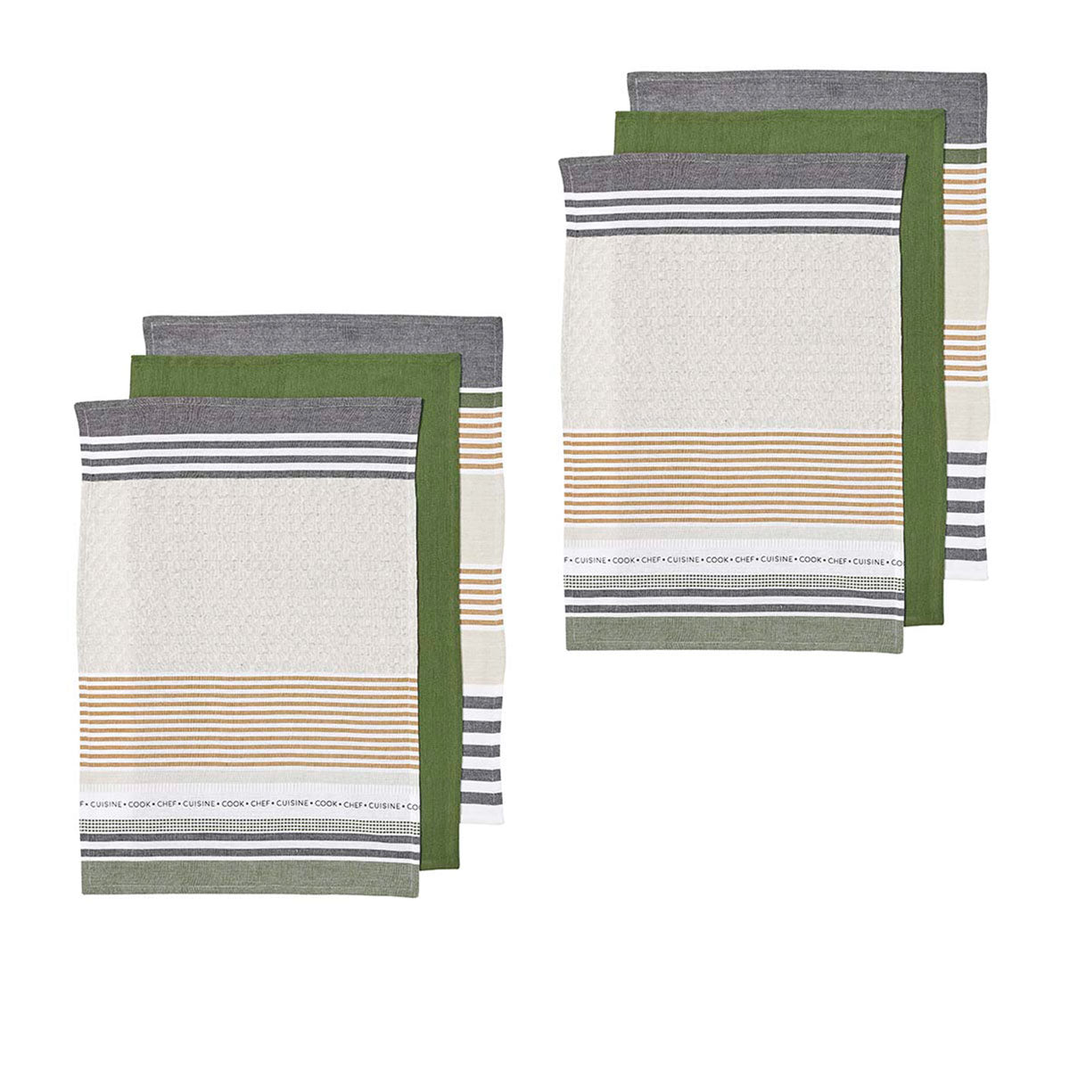 Ladelle Intrinsic Set of 6 Cotton Kitchen Towels Green V442-LDE-TEAT-INTRINSICSETOF6-GREEN-RE