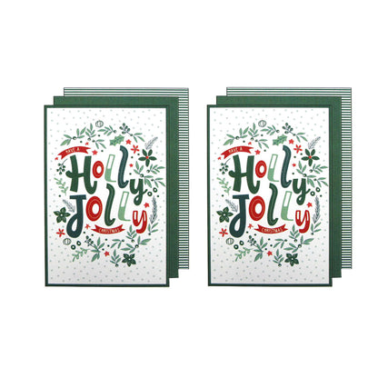 Ladelle Joyful Jolly Christmas Set of 6 Cotton Kitchen Towels Green V442-LDE-TEAT-JOLLYCHRISTMASSETOF6-GREEN-RE