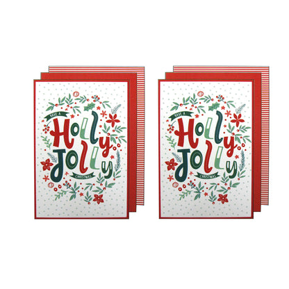 Ladelle Joyful Jolly Christmas Set of 6 Cotton Kitchen Towels Red V442-LDE-TEAT-JOLLYCHRISTMASSETOF6-RED-RE