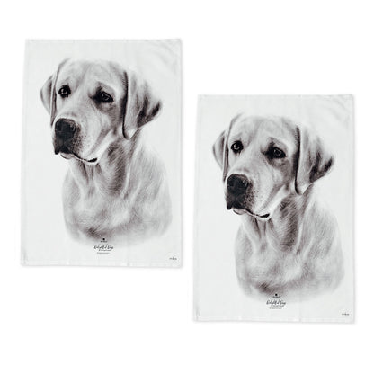 Set of 2 Delightful Dogs Cotton Kitchen Tea Towels 50 x 70 cm Labrador V442-LDE-TEAT-LABRADORSETOF2-WHITE-RE