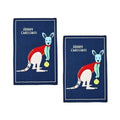 Ladelle Australiana Animal Drawing Set of 2 Cotton Kitchen Towels Kangaroo V442-LDE-TEAT-OZSETOF2KANGAROO-BLUE-RE