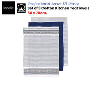 Ladelle Set of 3 Professional Series III Cotton Kitchen Tea Towels Navy 50 x 70 cm V442-LDE-TEAT-PROSERSETOF3-NAVY-RE