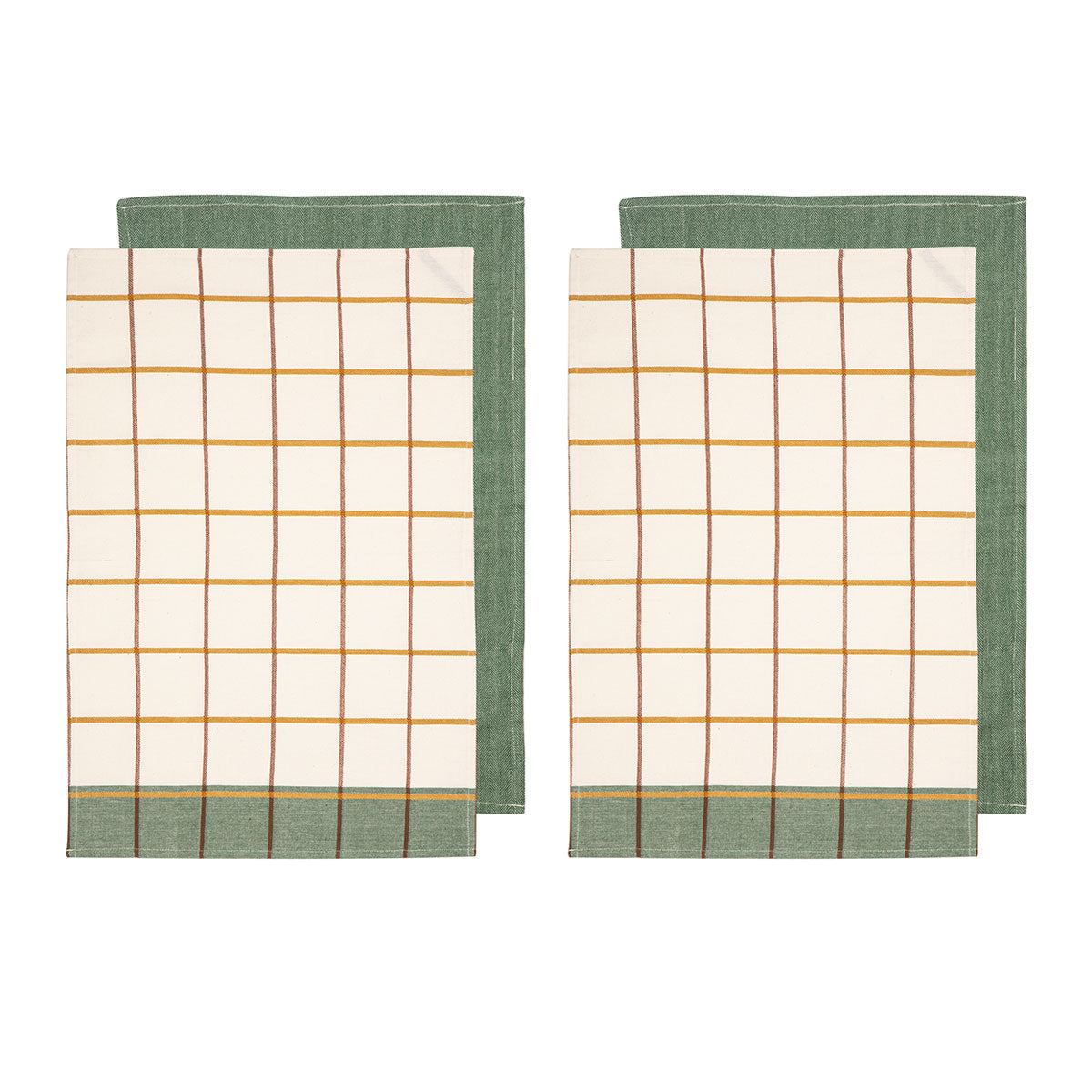 Ladelle Set of 4 Retreat Cotton Kitchen Tea Towels 50 x 70 cm Green V442-LDE-TEAT-RETREATSETOF4-GREEN-RE
